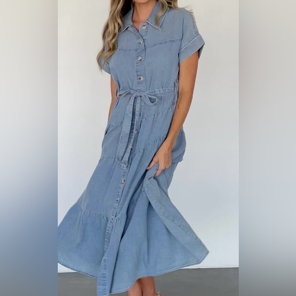 Polagram NWT Denim Button-Down Midi Dress XL - Picture 1 of 4